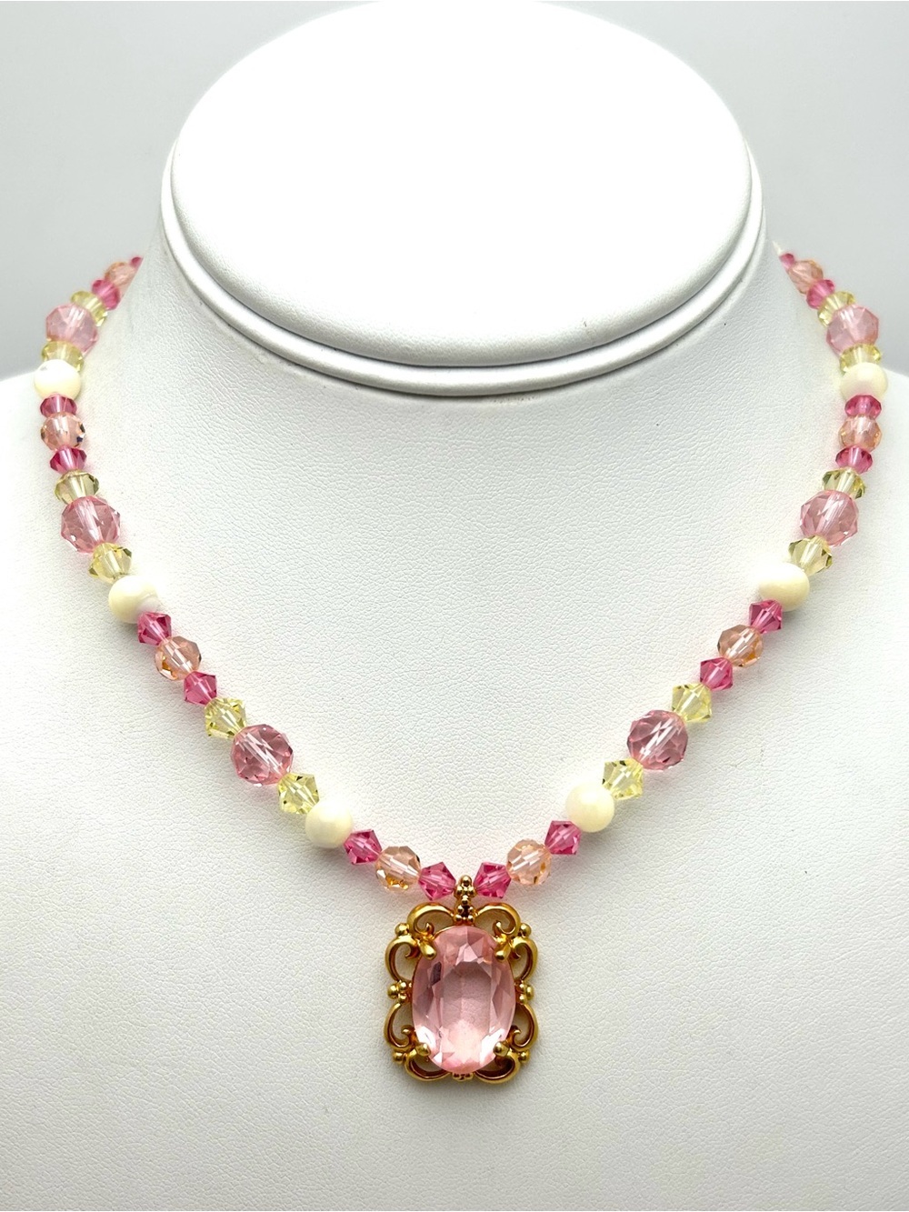Swarovski Crystal Beaded Pink Pendant Necklace